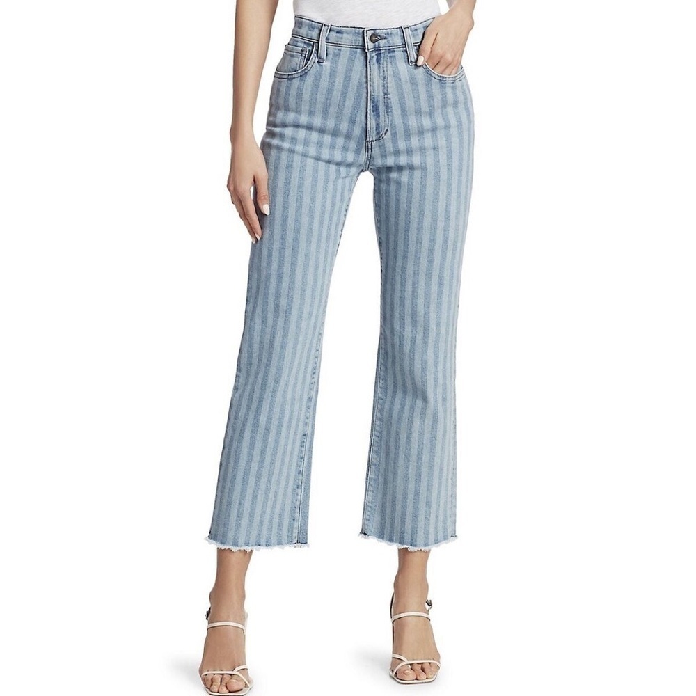 Joe's Jeans Striped High Rise Wide Leg Crop Jeans Blake Two Tone Size 29